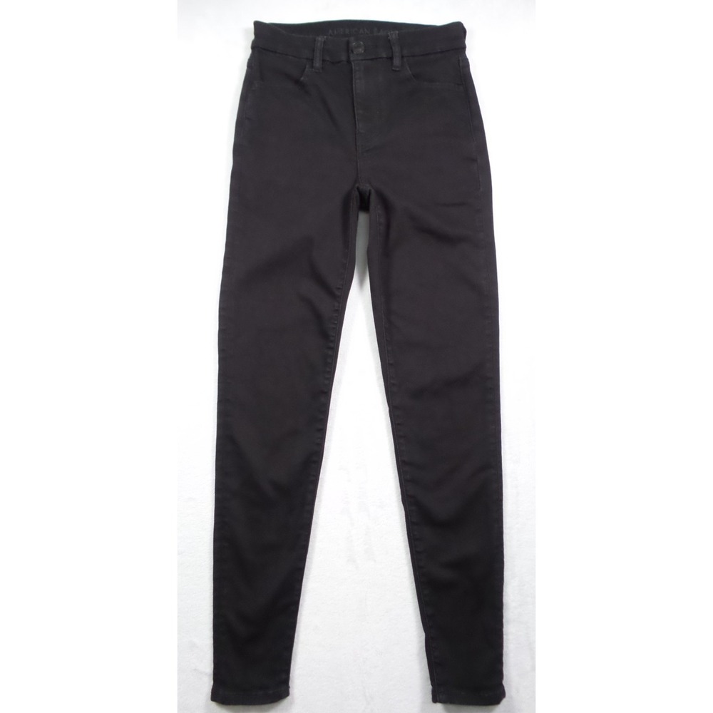 American Eagle Jeans Womens Size 2 Black‎ Denim Curvy High Rise Jegging Stretch